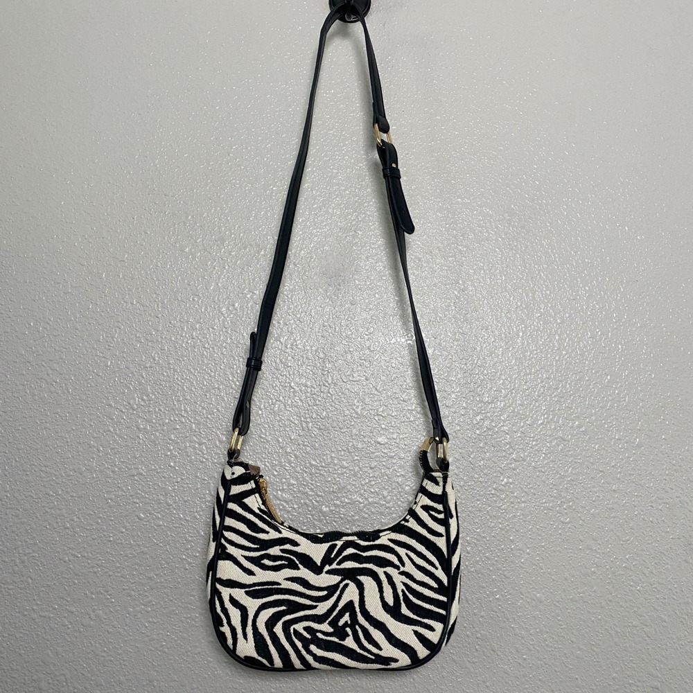 Y2K Zebra Print Crossbody Shoulder Bag 2000s McBling Bratzcore Animal Print Boho - Picture 2 of 8
